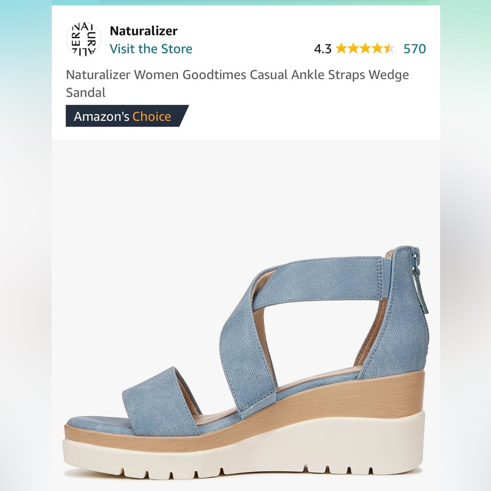 New in box sz 10: blue/denim Naturalizer Women Goodtimes Ankle Straps Wedge